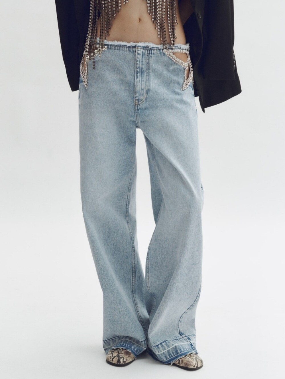 H&M Stella McCartney CRYSTAL-STAR STRAIGHT-LEG JEANS 16 - Picture 5 of 6